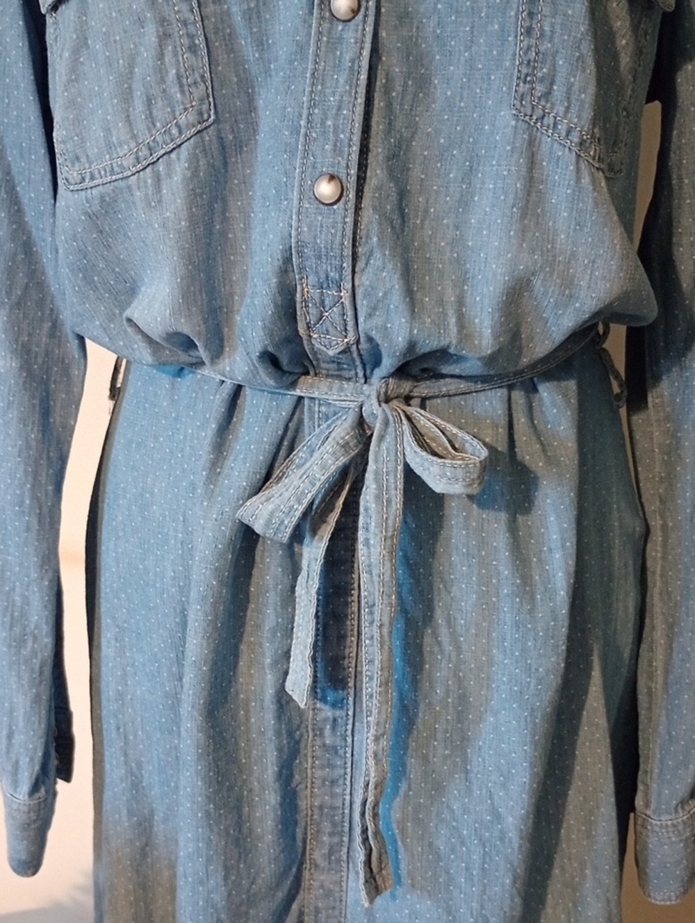 Sonoma Chambray Cotton Shirt Dress with Belt Size Medium - Picture 5 of 15